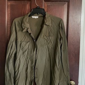 Green button down shirt